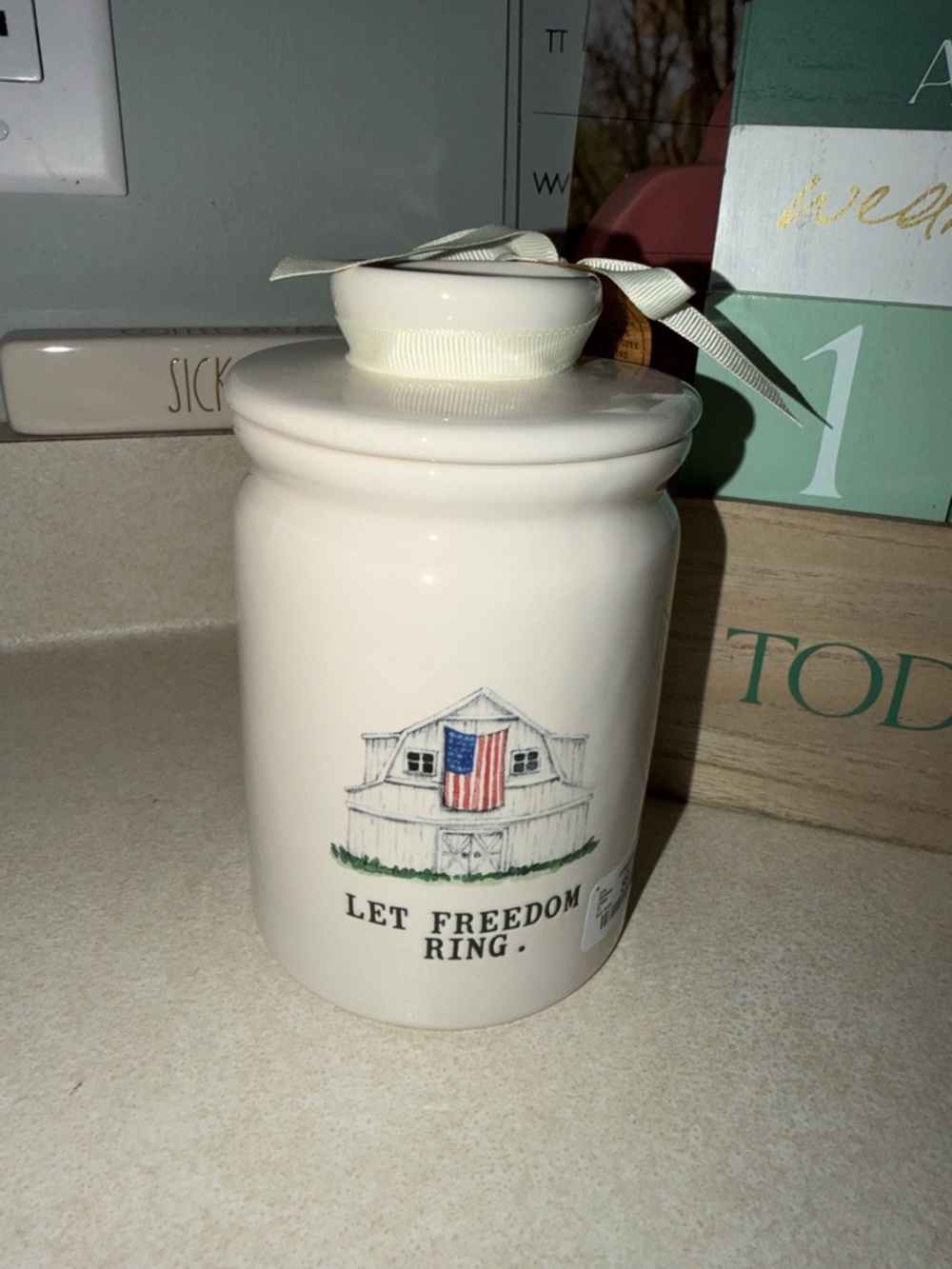 Rae dunn let freedom ring canister
